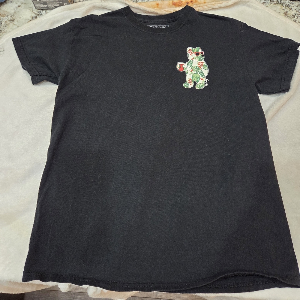 Riot SOCIETY Black Tee with Floral Graphic-BEAR SIZE MEDIUM